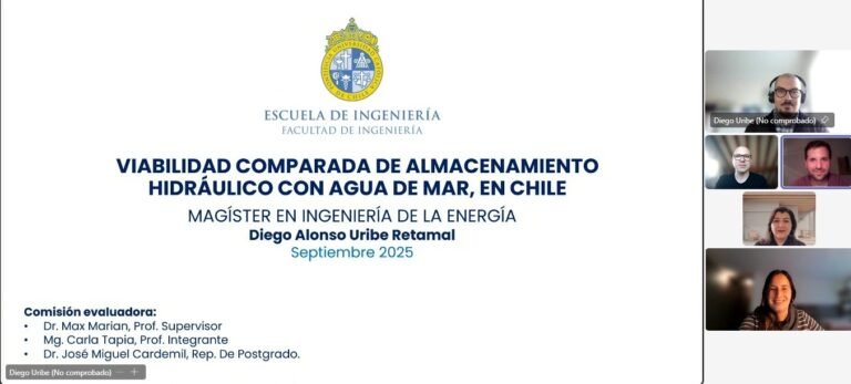 Diego Uribe se convierte en un nuevo graduado del Magíster en Ingeniería de la Energía de la Pontificia Universidad Católica de Chile