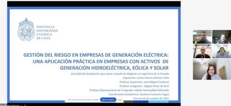 Carlos Morales se convierte en un nuevo graduado del Magíster en Ingeniería de la Energía de la Pontificia Universidad Católica de Chile