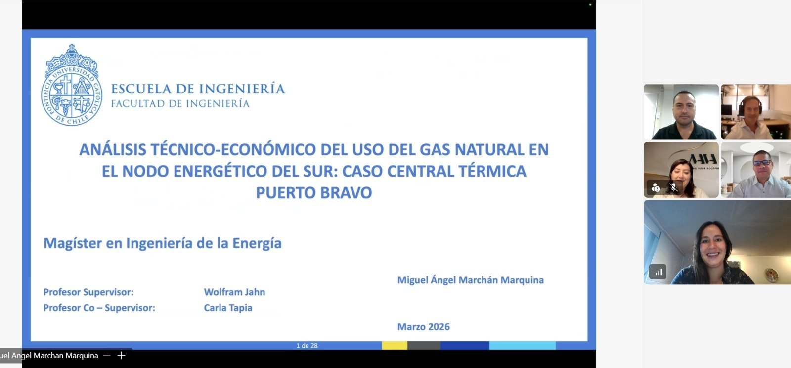 Miguel Marchán se convierte en un nuevo graduado del Magíster en Ingeniería de la Energía de la Pontificia Universidad Católica de Chile
