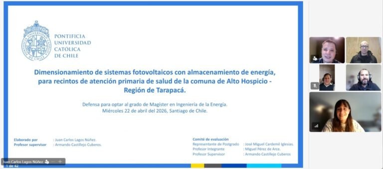 Juan Carlos Lagos se convierte en un nuevo graduado del Magíster en Ingeniería de la Energía de la Pontificia Universidad Católica de Chile