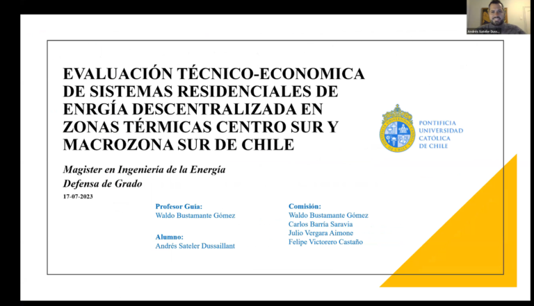 Andrés Sateler se convierte en nuevo graduado del Magíster en Ingeniería de la Energía de la Pontificia Universidad Católica de Chile